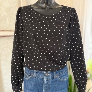 J Crew Factory Polka Dot Black and White Women's Blouse
